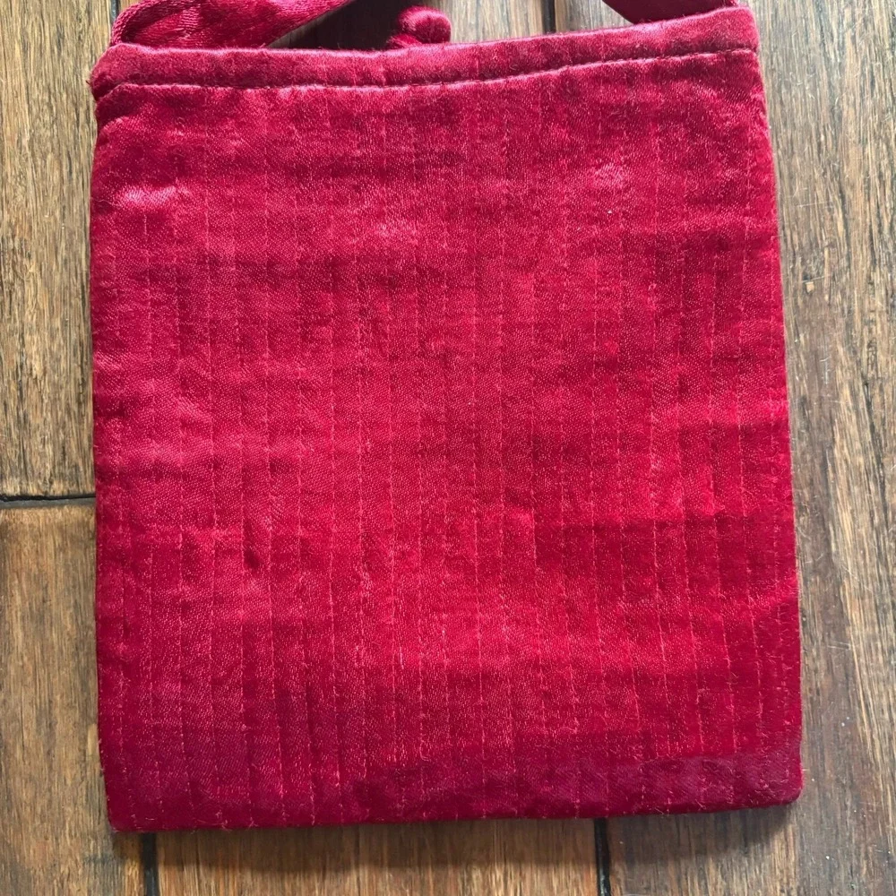 Vintage Red Silk Kutch Embroidered Sling Bag Mirror Work Boho Purse